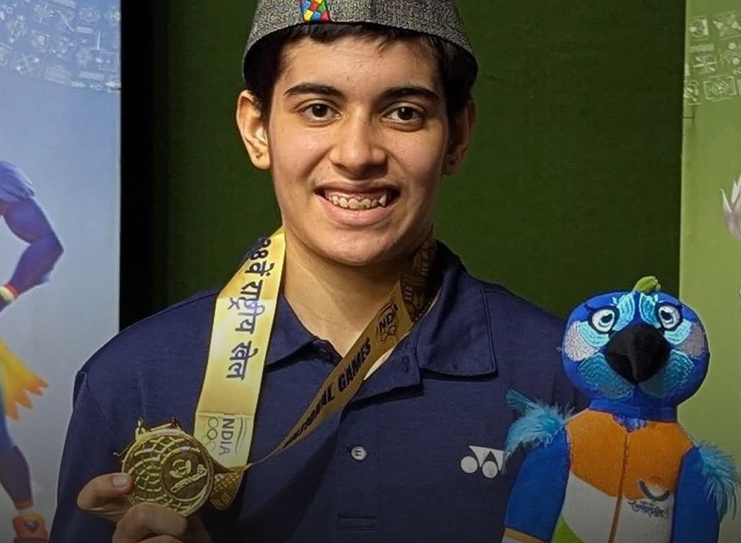 Anmol Kharb smiling after winning a point